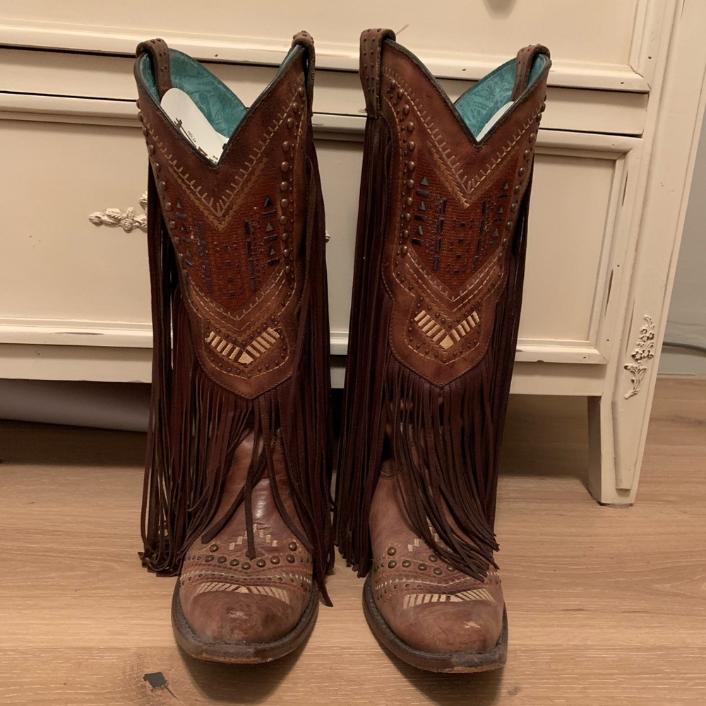 Corral Ladies Cognac Fringe Boots C2929